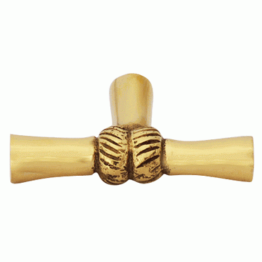 2 Inch Solid Brass Japanese Bamboo Style Knob (Polished Brass Finish) COPPER MOUNTAIN HARDWARE