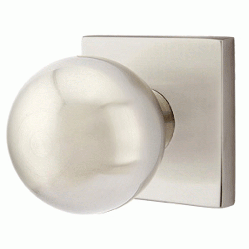 Solid Brass Orb Door Knob Set With Square Rosette (Several Finish Options) EMTEK