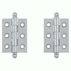 2 Inch x 1 1/2 Inch Solid Brass Cabinet Hinges (Chrome Finish) DELTANA