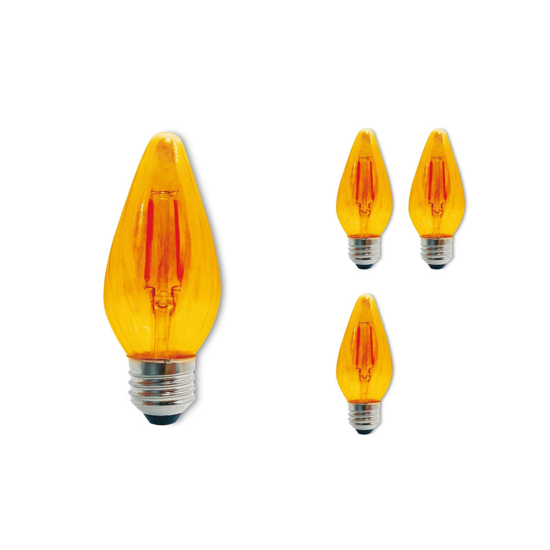 Bulbrite 4W LED F15 2100K FILAMENT E26 FIESTA BULB AMBER FULLY COMPATIBLE DIMMING - 4PK