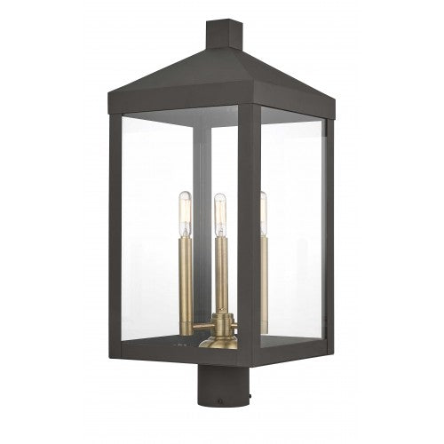 3 Light Bronze Outdoor Post Top Lantern Livex