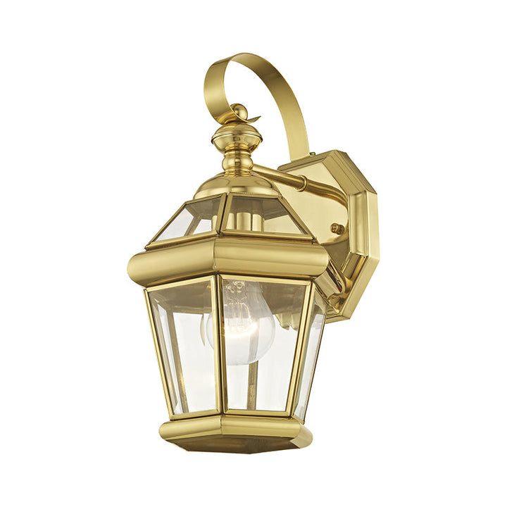 1 Light Polished Brass Outdoor Wall Lantern Livex