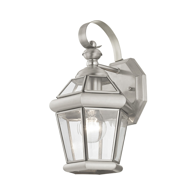 1 Light Brushed Nickel Outdoor Wall Lantern Livex