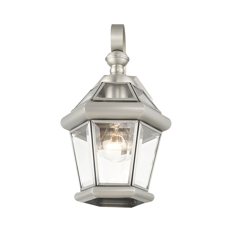 1 Light Brushed Nickel Outdoor Wall Lantern Livex