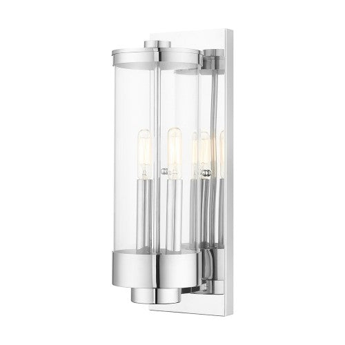 2 Light Polished Chrome Outdoor Wall Lantern Livex