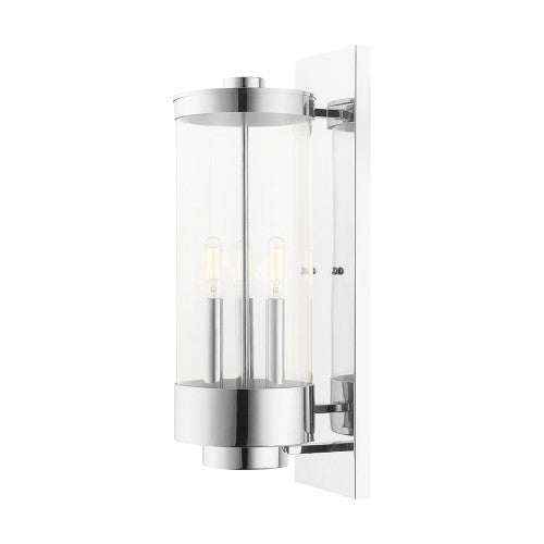 3 Light Polished Chrome Outdoor Wall Lantern Livex