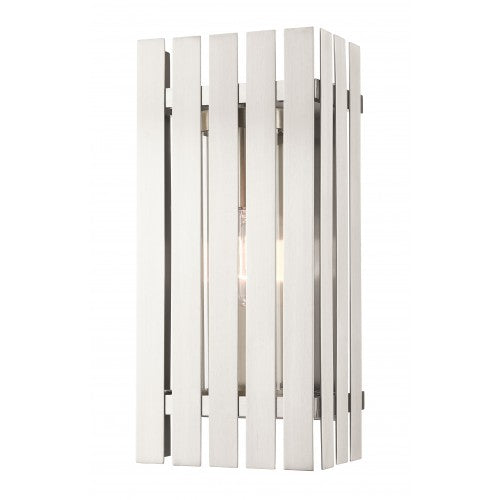 1 Light Brushed Nickel Outdoor Wall Lantern Livex