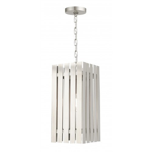 1 Light Brushed Nickel Outdoor Pendant Lantern Livex