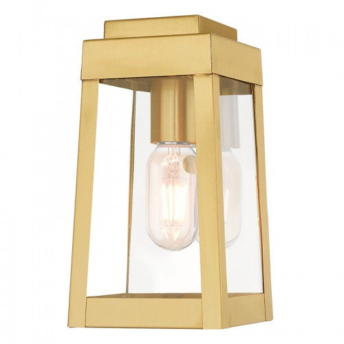 1 Light Satin Brass Outdoor Wall Lantern Livex