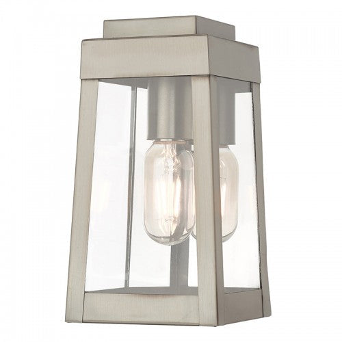 1 Light Brushed Nickel Outdoor Wall Lantern Livex