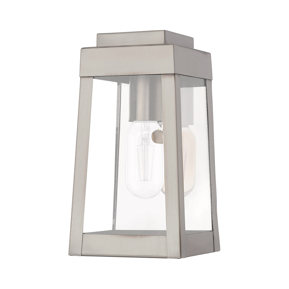 1 Light Brushed Nickel Outdoor Wall Lantern Livex