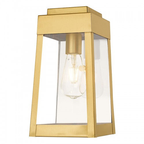 1 Light Satin Brass Outdoor Wall Lantern Livex