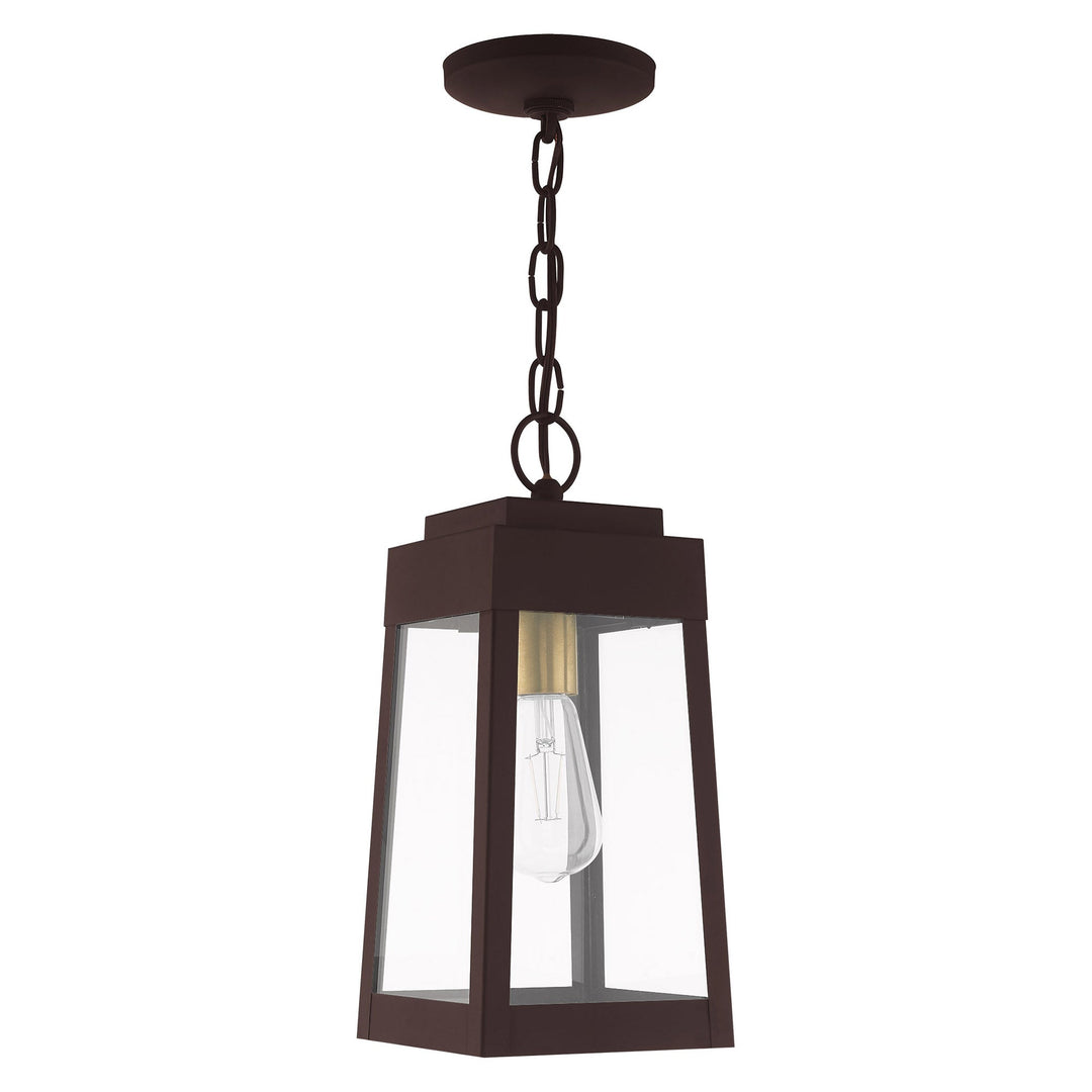 1 Light Bronze Outdoor Pendant Lantern Livex