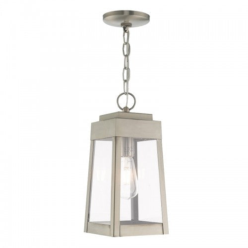 1 Light Brushed Nickel Outdoor Pendant Lantern Livex