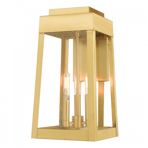 3 Light Satin Brass Outdoor Wall Lantern Livex