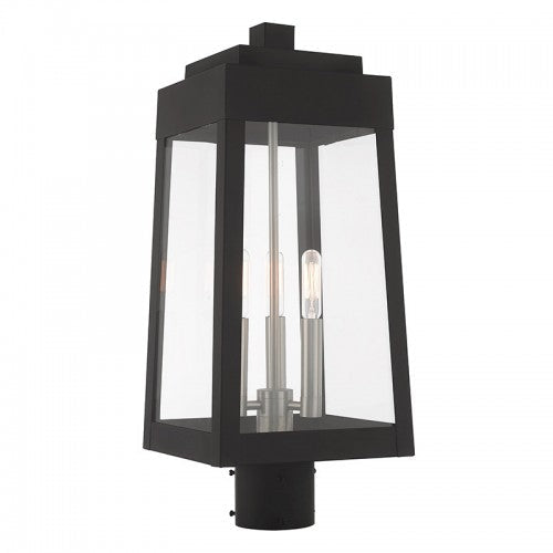 3 Light Black Outdoor Post Top Lantern Livex
