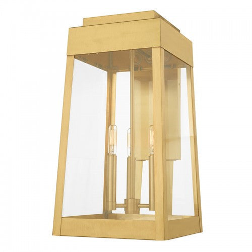 3 Light Satin Brass Outdoor Wall Lantern Livex