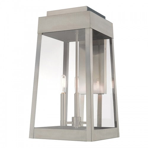 3 Light Brushed Nickel Outdoor Wall Lantern Livex