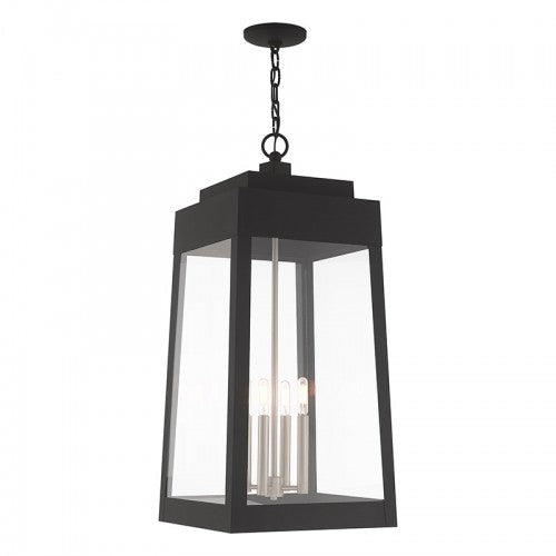 4 Light Black Outdoor Pendant Lantern Livex