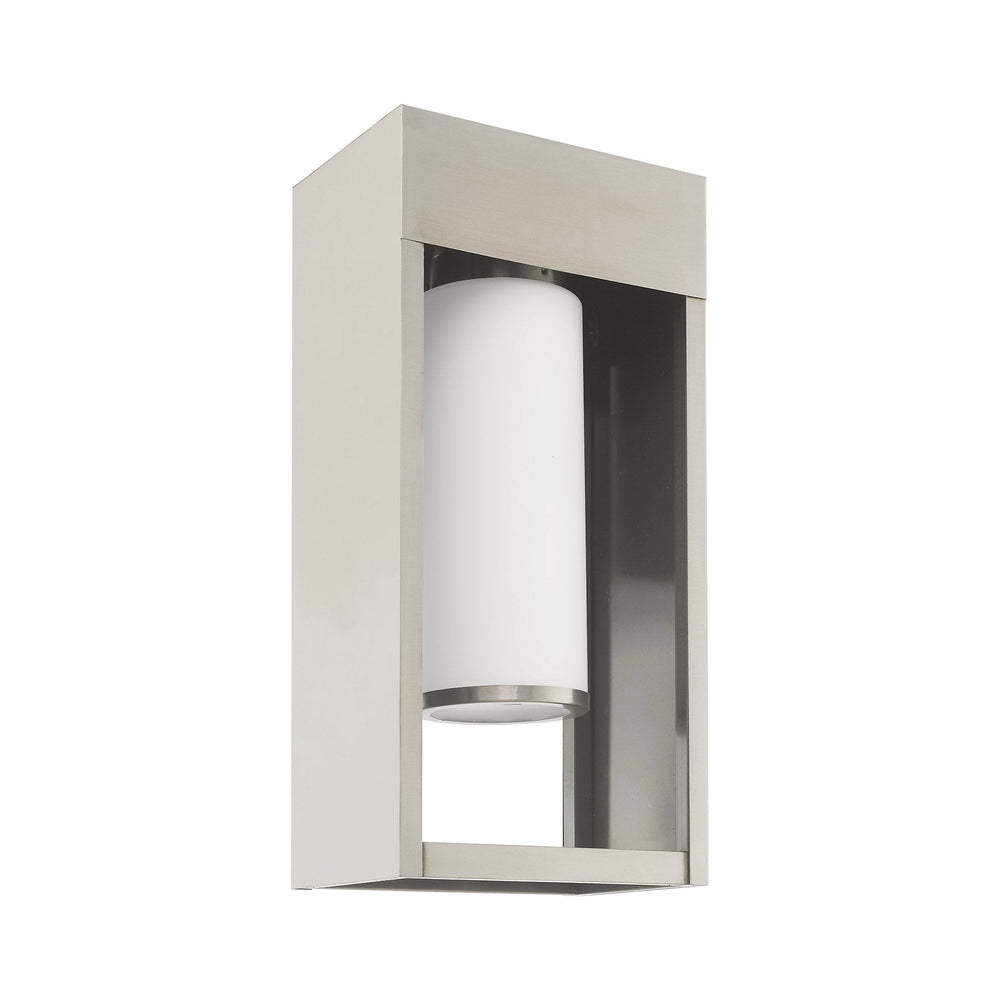 1 Light Brushed Nickel Outdoor Wall Lantern Livex