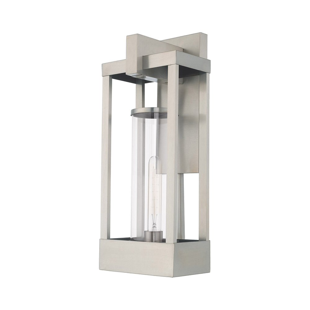 1 Light Brushed Nickel Outdoor Wall Lantern Livex