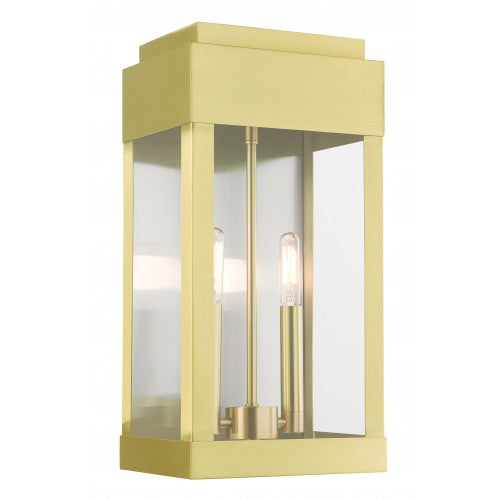 2 Light Satin Brass Outdoor Wall Lantern Livex