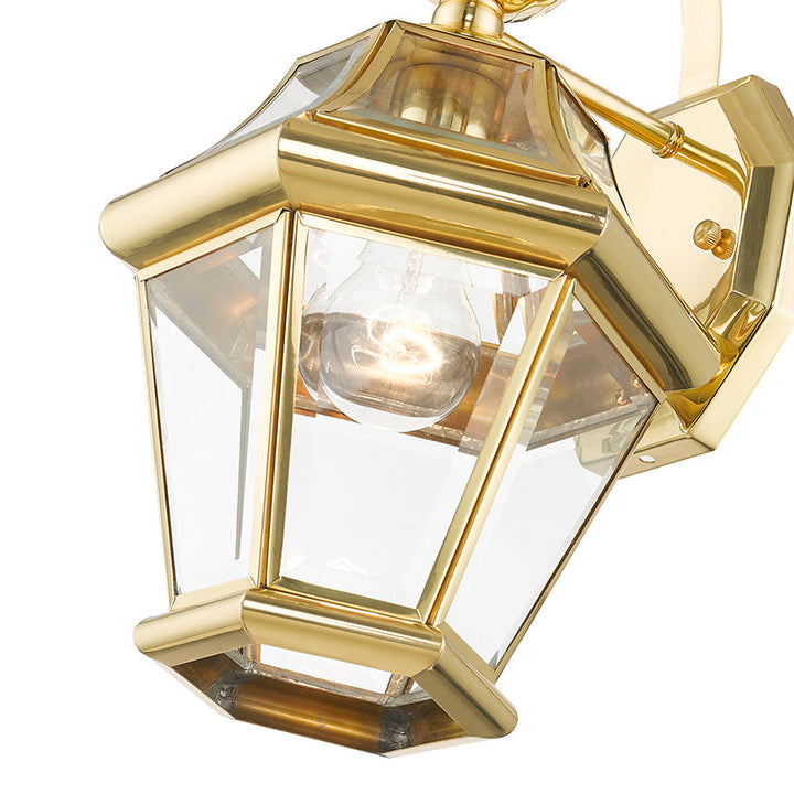 1 Light Polished Brass Outdoor Wall Lantern Livex