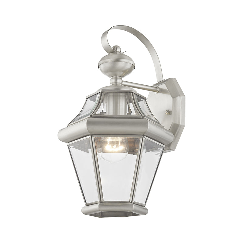 1 Light Brushed Nickel Outdoor Wall Lantern Livex