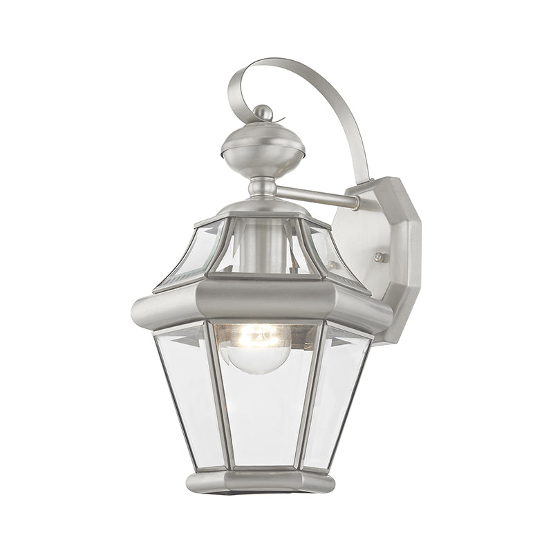 1 Light Brushed Nickel Outdoor Wall Lantern Livex