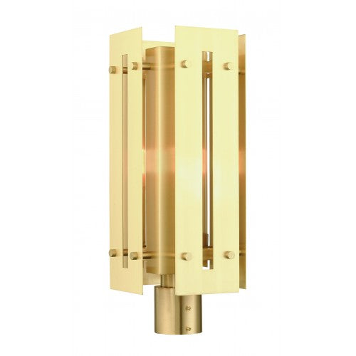 1 Light Satin Brass Outdoor Post Top Lantern Livex