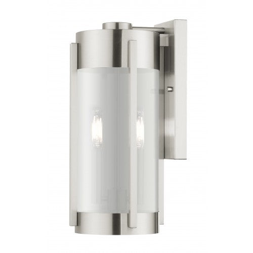 2 Light Brushed Nickel Outdoor Wall Lantern Livex