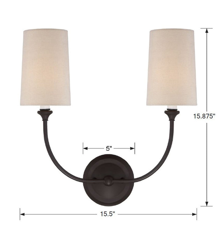 Crystorama Crystorama Libby Langdon Sylvan 2 Light Dark Bronze Sconce