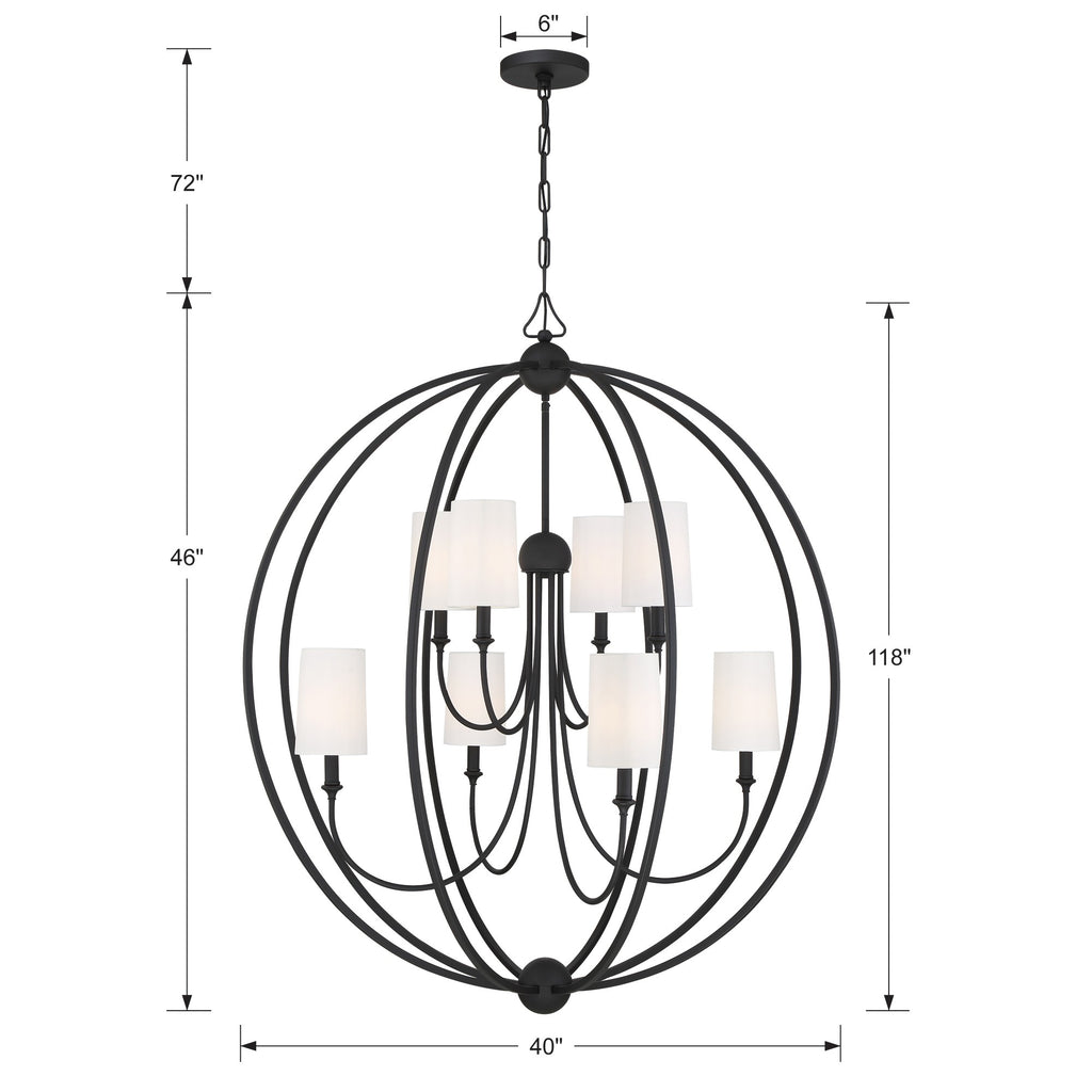 Crystorama Crystorama Libby Langdon Sylvan 8 Light Black Forged Chandelier