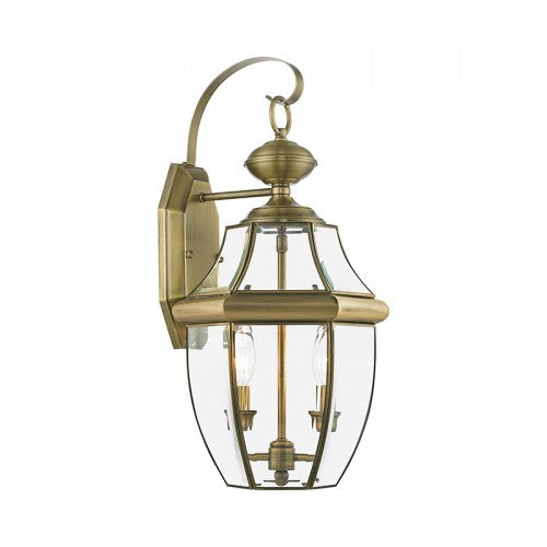 2 Light Antique Brass Outdoor Wall Lantern Livex