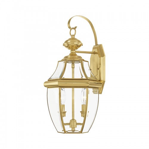 2 Light Polished Brass Outdoor Wall Lantern Livex