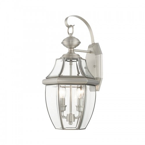 2 Light Brushed Nickel Outdoor Wall Lantern Livex