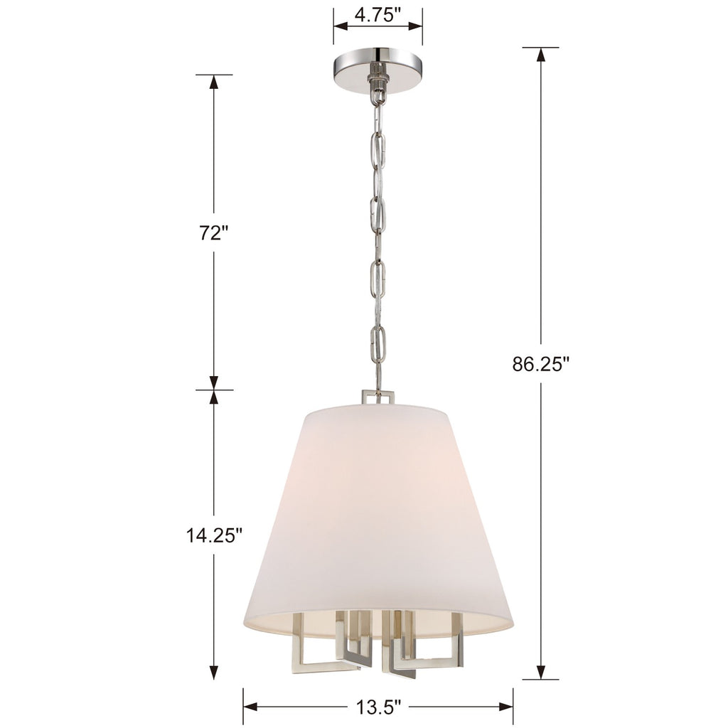 Crystorama Crystorama Libby Langdon Westwood 4 Light Polished Nickel Pendant