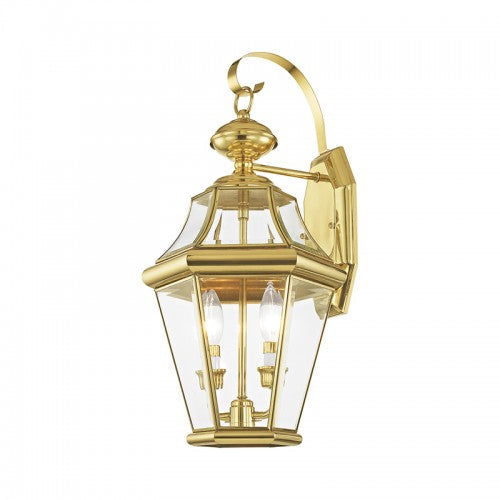 2 Light Polished Brass Outdoor Wall Lantern Livex