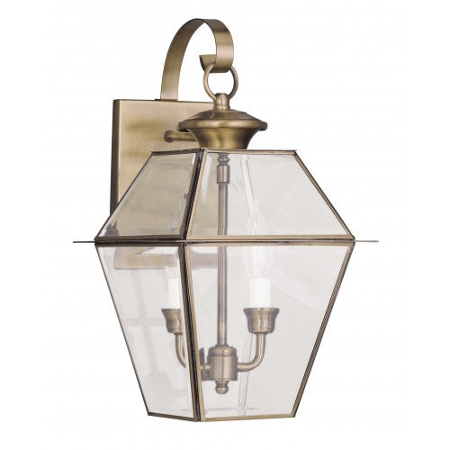 2 Light Antique Brass Outdoor Wall Lantern Livex