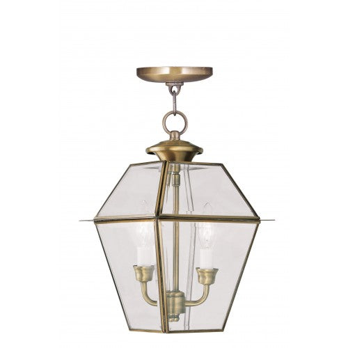 2 Light Antique Brass Outdoor Lantern Livex