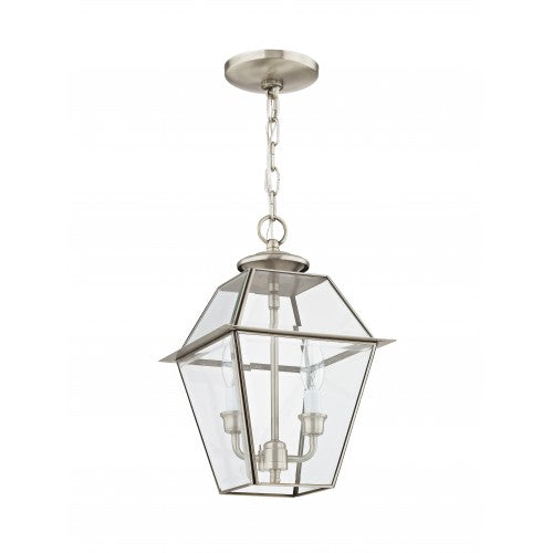 2 Light Brushed Nickel Outdoor Lantern Livex