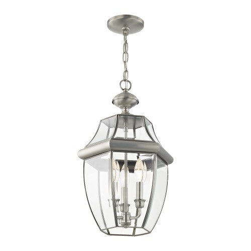 3 Light Brushed Nickel Outdoor Lantern Livex