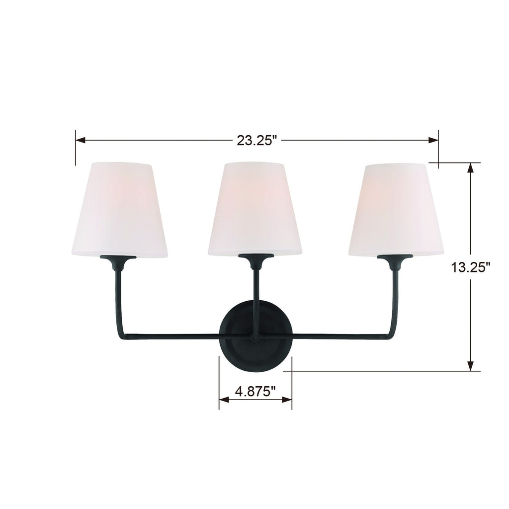 Crystorama Crystorama Libby Langdon Sylvan 3 Light Black Forged Bathroom Vanity