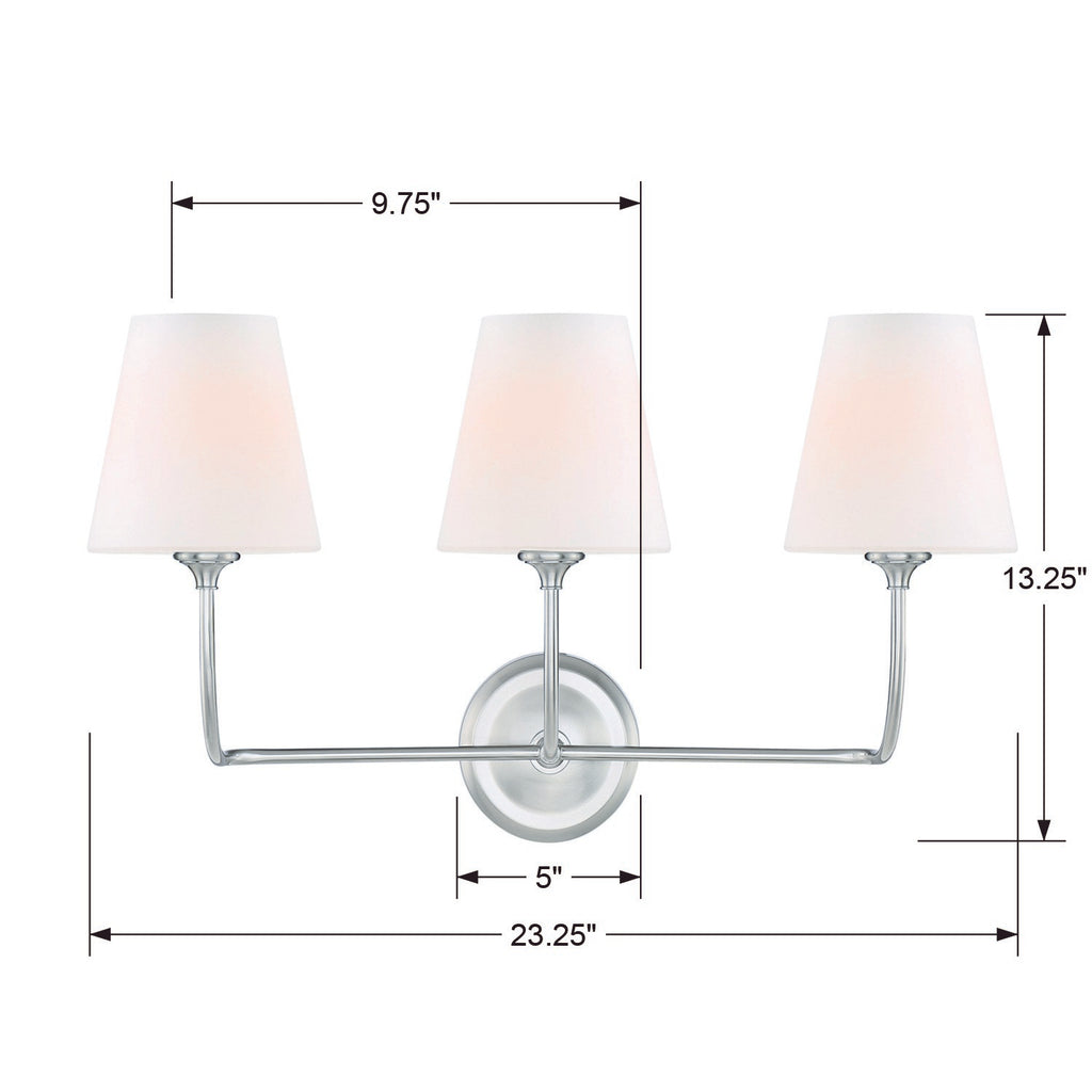 Crystorama Crystorama Libby Langdon Sylvan 3 Light Brushed Nickel Bathroom Vanity