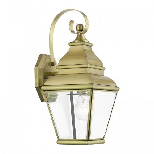 1 Light Antique Brass Outdoor Wall Lantern Livex