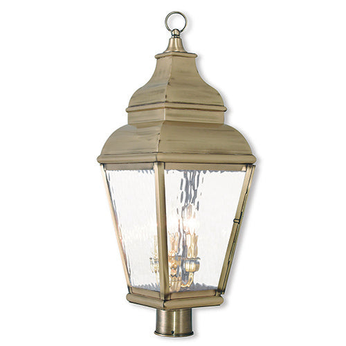 3 Light Antique Brass Post Top Lantern Livex