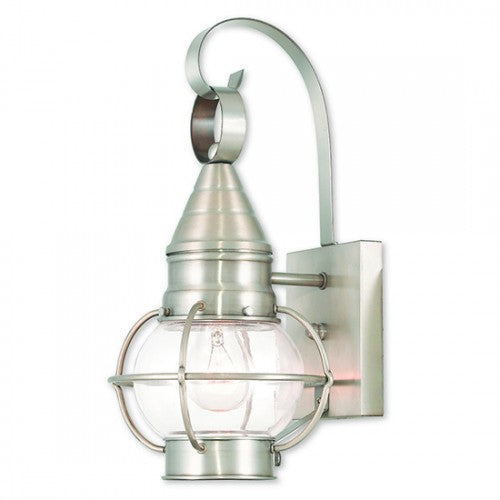 1 Light Brushed Nickel Outdoor Wall Lantern Livex