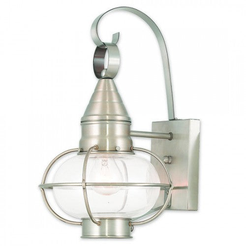 1 Light Brushed Nickel Outdoor Wall Lantern Livex