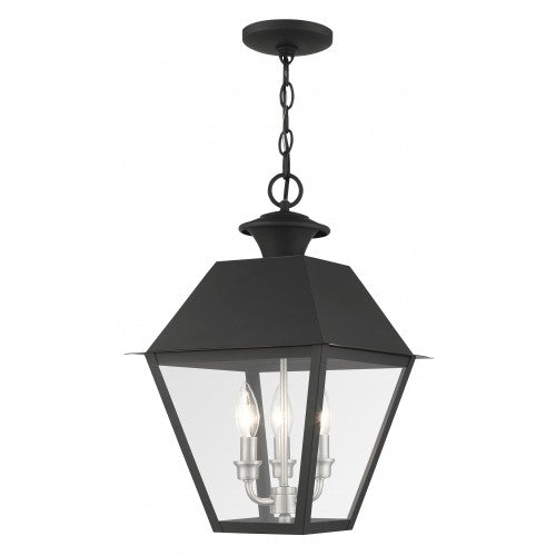 3 Light Black Outdoor Pendant Lantern Livex