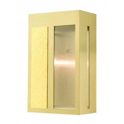 1 Light Satin Brass Outdoor Wall Lantern Livex